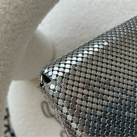 VINTAGE Sequin Evening Clutch Purse with Strap Silver - Picture 7 of 13